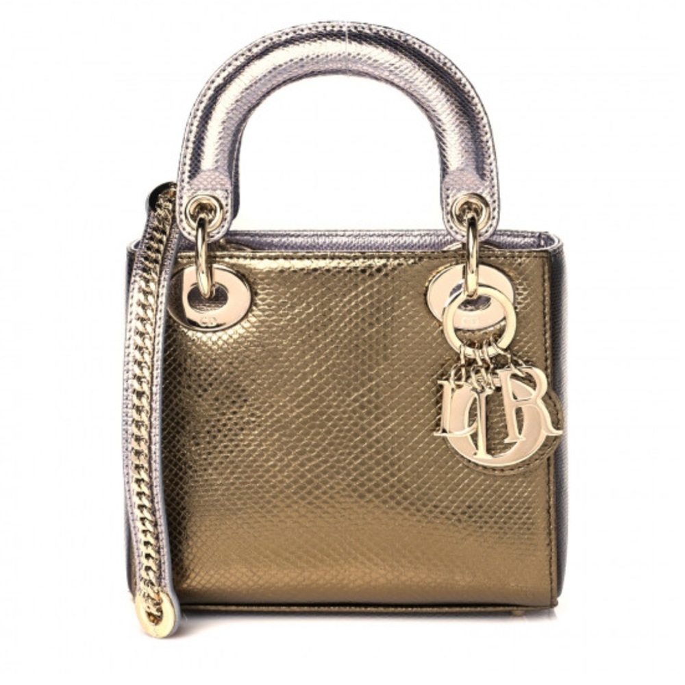 NWT LADY DIOR MINI METALLIC